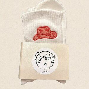 GRIP SOCKS- Embroidered Cowgirl Hat Perfect for pilates, yoga, barre or lagree